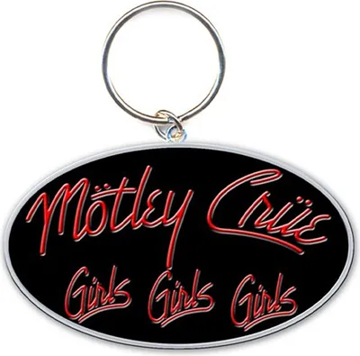 Obrázek produktu pro Motley Crue - Smaltovaný přívěsek na klíče "Girls Girls Girls" RO7738 (jedna velikost) (černá/červená/stříbrná)