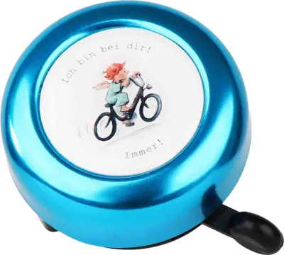 Produktbild von Fahrradklingel für Kinder - 5,5 cm Fahrradglocke Blau mit Schutzengel Motiv