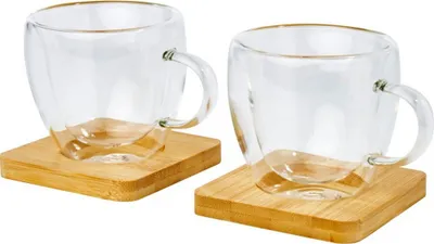 Imagen del producto de Taza con platillo, bambú PF4086 (100 ml) (Transparente/Natural)