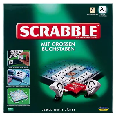 Scrabble-Spiel mit großen Buchstaben, 2-4 Spieler, ab 10 Jahren