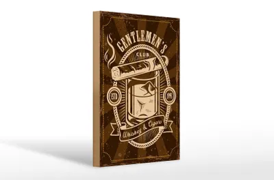 Produktbild von Holzschild Spruch Gentlemen`s Club Whiskey & Cigars 20x30cm