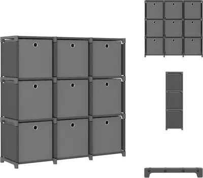 Immagine prodotto di vidaXL Scaffale cubo con 9 scatole grigio 103x30x107,5 cm in tessuto - Librerie e scaffalature