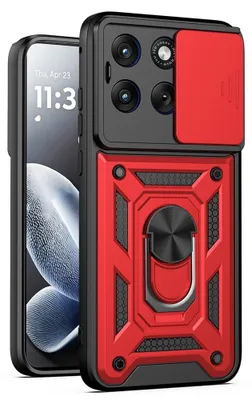 Produktbild von Motorola Edge 70 Fusion Hülle - Coverup Armor Ring Ständer Back Cover mit Kamera Schutz - Rot