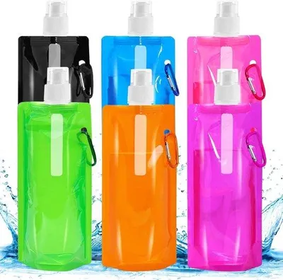 Produktbild von Opvouwbare Trinkflasche 6er 500 ml, BPA-frei, für Outdoor-Aktivitäten, Fahrrad, Wandern