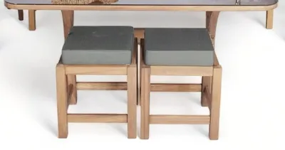 Produktbild von Polsterhocker Set 2x Hocker Gartenhocker Holzhocker Sitzhocker 40x40