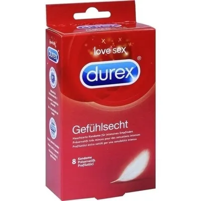 A red box of Durex condoms with text and branding.