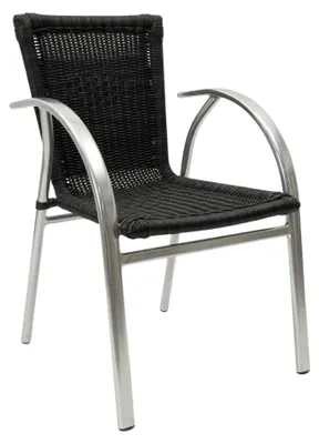 Image de Fauteuil de terrasse en ROTIN SYNTHETIQUE Noir pour Exterieur