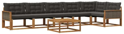 Produktbild von vidaXL Outdoor-Sofagarnitur mit Kissen 7 pcs Natürlich und Schwarz
