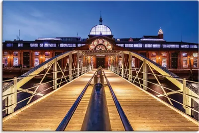 Produktbild von ARTland Leinwandbild Fischmarkt Hamburg Größe: 120x80 cm