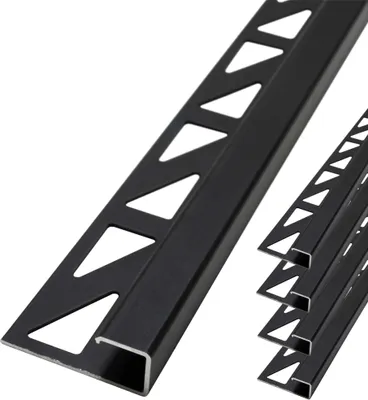 Produktbild von Dalsys 5x Fliesenschiene Eckprofil 2,5m x 10mm Quadratprofil Aluminium (eloxiert) Schwarz, Fliesenprofil