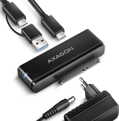 Produktbild von Axagon ADSA-FPX USB-C 10Gbps FAST PORT X Adapter für 2.5"/3.5" SSD/HDD, USB Typ-C, SATA, Schwarz, PC / Notebook / Tablet, China, CE, RoHS