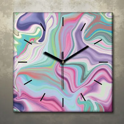 Produktbild von Wohnzimmer Leinwand Uhr Geräuschlos Küche 30x30 Farbig, Mosaik, Abstrakt, schwarze Zeiger