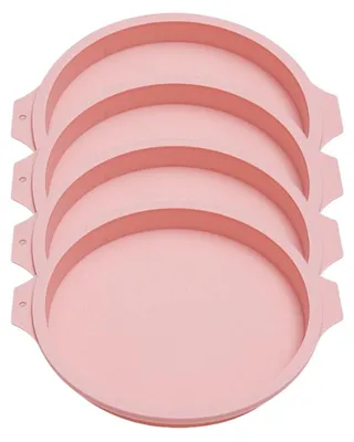 Immagine prodotto di Set di 4 stampi in silicone per torte, diametro 20 cm, rotondi, antiaderenti e riutilizzabili, color rosa