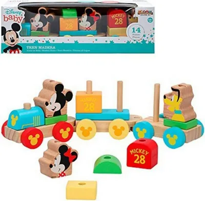 Image de Woomax Mickey Y Minnie Train en bois 14 pièces Multicolore 18 Months Multicolore 18 Months