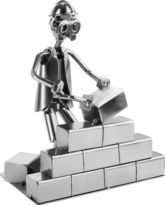 Produktbild von BRUBAKER Schraubenmännchen Maurer - Handarbeit Eisenfigur Metallmännchen - Metallfigur Geschenkidee für Maurer und Handwerker
