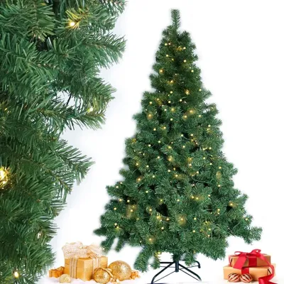 Produktbild von Künstlicher Weihnachtsbaum, Tannenbaum mit LEDs, 235cm Weihnachtsbaum mit Metallständer, Christbaum mit 1750 Spitzen und 350 Warm-Weißen LED