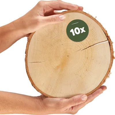 Produktbild von Große 20 cm Baumscheiben 10er Pack zum Holz-Deko Basteln
