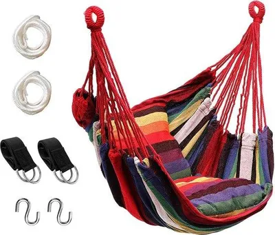 Produktbild von Famanu Hängesessel mit Aufhängeseil - komfortabler Hängesessel mit Tasche - hochwertiger Baumwollstoff - für Balkon, Terrasse, Garten