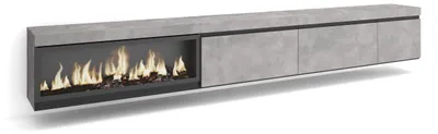 TV-Lowboard mit LED-Kamin, 317x45x35 cm, Zement
