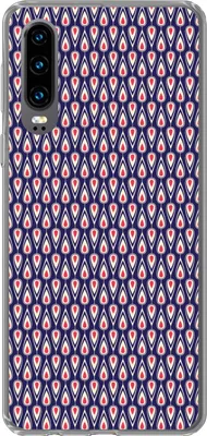 Produktbild von MuchoWow® Handyhülle Schutzhülle Hülle für Telefoonhoesje Huawei P30 Muster - Vintage - Blau - Rot Silikon Softcase Handy Hülle - Kartenbesitzer