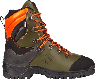 Produktbild von KOX Schnittschutzstiefel / Schnittschutzschuhe UNO Olivgrün Größe 42  | S3 | Forst | Atmungsaktive Polsterung  | Wasserdicht