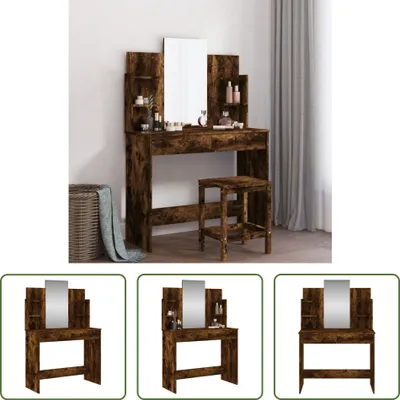 Obrázek produktu pro The Living Store Toaletní stolek se zrcadlem kouřový dub 96x39x142 cm