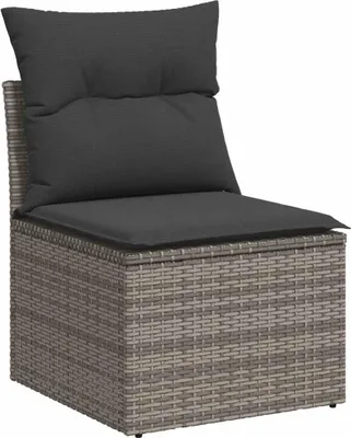 Produktbild von vidaXL Gartensofa ohne Armlehnen mit Kissen Grau Poly Rattan