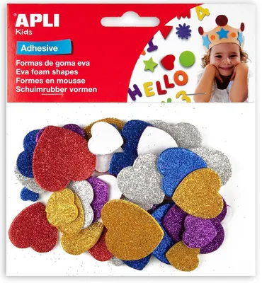 Imagen del producto de Apli Kids - Corazones de lentejuelas autoadhesivos para niños, blister con 50 unidades