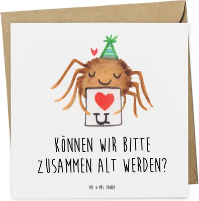 Produktbild von Mr. & Mrs. Panda Grußkarte Spinne Agathe Brief - Weiß - Geschenk, Liebesbeweis, anlasskarte, Treuetest, faltkarte, Ich Liebe Dich, Verliebt, Glückwunschkarte, Liebespaar