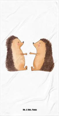 Produktbild von Mr. & Mrs. Panda Handtuch Igel Liebe - Weiß - Geschenk, Jahrestag, Badelaken, Hochzeitstag, Freundin, Duschtuch, Partner, Strandtuch, Badehandtuch, Strandlaken