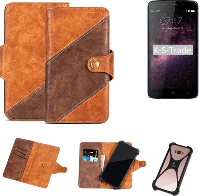 Produktbild von K-S-Trade Handy-Hülle Schutz-Hülle Bookstyle Case Wallet-Case kompatibel mit Homtom HT17 Handy Cover Bumper Kantenschutz Smartphone dunkelbraun