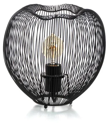 Obrázek produktu pro Průmyslová stolní lampa Jaula s kovovým tělem v lesklé černé barvě, patice E27, maximální výkon 40 W, moderní geometrický design pro vnitřní osvětlení