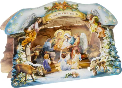 Produktbild von Große Papierkrippe mit Glitzer