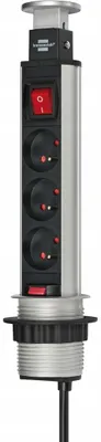 Produktbild von Brennenstuhl Einbaubare Steckdosenleiste mit 3 Steckplätzen, versenkbar, 2m Kabel