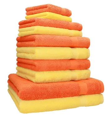 Produktbild von Betz 10-tlg. Handtuch-Set PREMIUM CLASSIC 2 Duschtücher 4 Handtücher 2 Gästetücher 2 Seiftücher  Farbe: orange & gelb