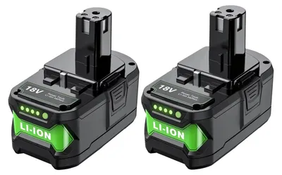Immagine prodotto di Batteria ricaricabile, capacità 9500 mAh, tecnologia agli ioni di litio, compatibile con Ryobi, 2 pezzi