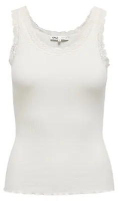 Immagine prodotto di Top da donna ONLY - ONLSARA SHARAI LIFEW TANK TOP, pizzo, a costine, scollo rotondo, cotone bianco L