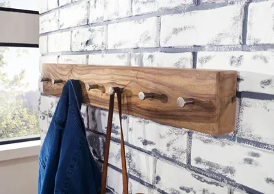 Produktbild von MASSIVMOEBEL24 Wandgarderobe Sheesham 70x5x10 rot-braun gebeizt TORONTO #140