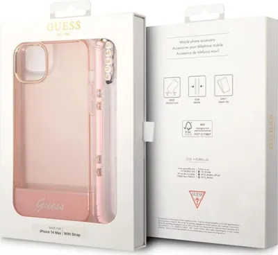 Obrázok produktu pre Guess, Ochranné puzdro Colors s perlovým náhrdelníkom Apple iPhone 14, ružové