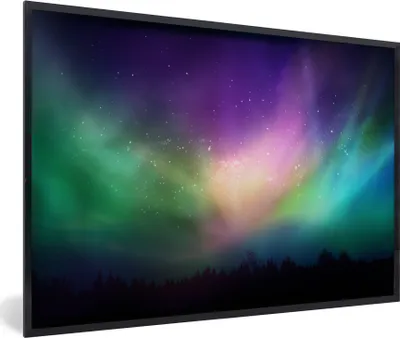 Produktbild von MuchoWow® MuchoWow® Gerahmtes Poster Nordlichter - Himmel - Nacht 90x60 cm - Poster mit zchwarzem Bilderrahmen - Fotorahmen - Foto-Plakat