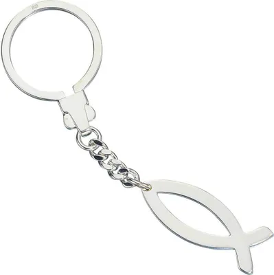 Produktbild von Schlüsselanhänger Jesus Fischsymbol Ichthys Fisch 925 Silber Uni