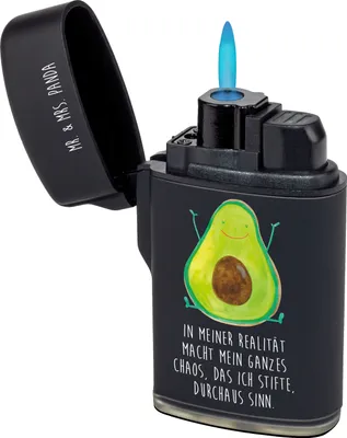 Produktbild von Mr. & Mrs. Panda anzünder Avocado Glücklich - Schwarz - Geschenk, sturmfeuerzeuge, Verrückt, Freude, gas, sturmfeuerzeug, Gasfeuerzeug, Feuerzeuge, Frucht, Feuerzeug