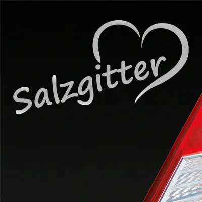 Produktbild von Auto Aufkleber Salzgitter Herz Stadt City Liebe Love 17,5x8 cm Silber Sticker Heckscheibenaufkleber