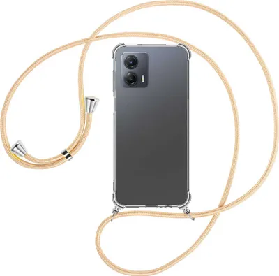 Produktbild von Handykette Backcover-Schutzhülle mit Band (Metall silberfarben) für Motorola Moto G53 5G (6.5'') - Goldkordel