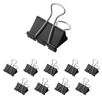 Produktbild von Westcott Faltback-Heftklammern, 32 mm, schwarz, 12 Stück | 12er-Pack Metall-Heftklammern für