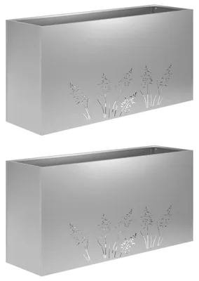 Productafbeelding van vidaXL Tuinplantpot, 2 stuks, zilver, 100 x 30 x 49 cm