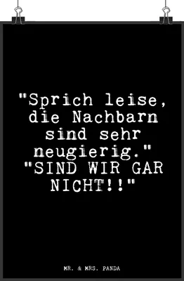 Produktbild von Mr. & Mrs. Panda Bild "Sprich leise, die Nachbarn... DIN A3 - Schwarz - Geschenk, Wanddekoration, Mitbringsel, wandkunst, Sprüche, Familie, Nachbarschaft, Wandbild, Haus