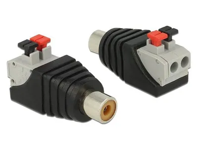 Image de DELOCK Adaptateur bloc terminal 2 broches -> RCA femelle Bouton-poussoir