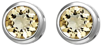 Produktbild von Solitär Ohrstecker aus 925 Silber Citrin gelb-orange rund Ohrringe Ohrschmuck