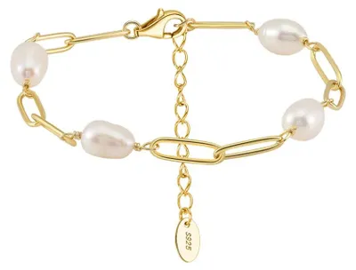 Produktbild von Pearlvera – Perlen Gliederarmband aus 925 Silber mit echten Süßwasserperlen im Barock-Design